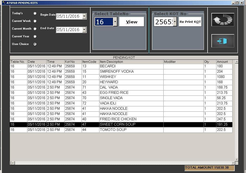 Dine in and Table Service Restaurant POS Software screenshot