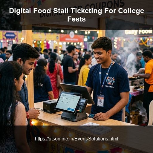 Student volunteer managing a sleek digital POS terminal at a college food festival
