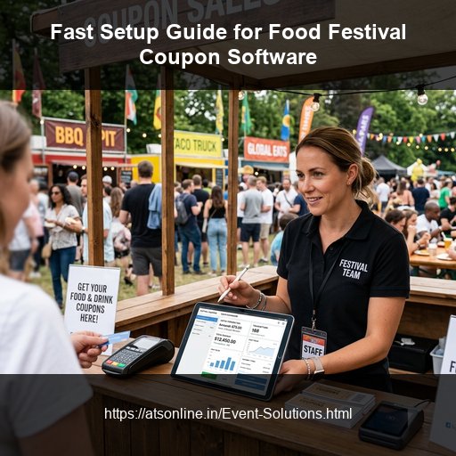 Event organizer using a tablet to administer coupon sales at a food festival