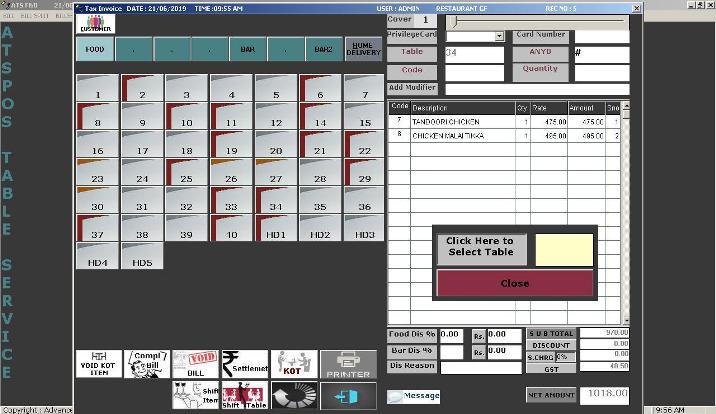 Dine in and Table Service Restaurant POS Software